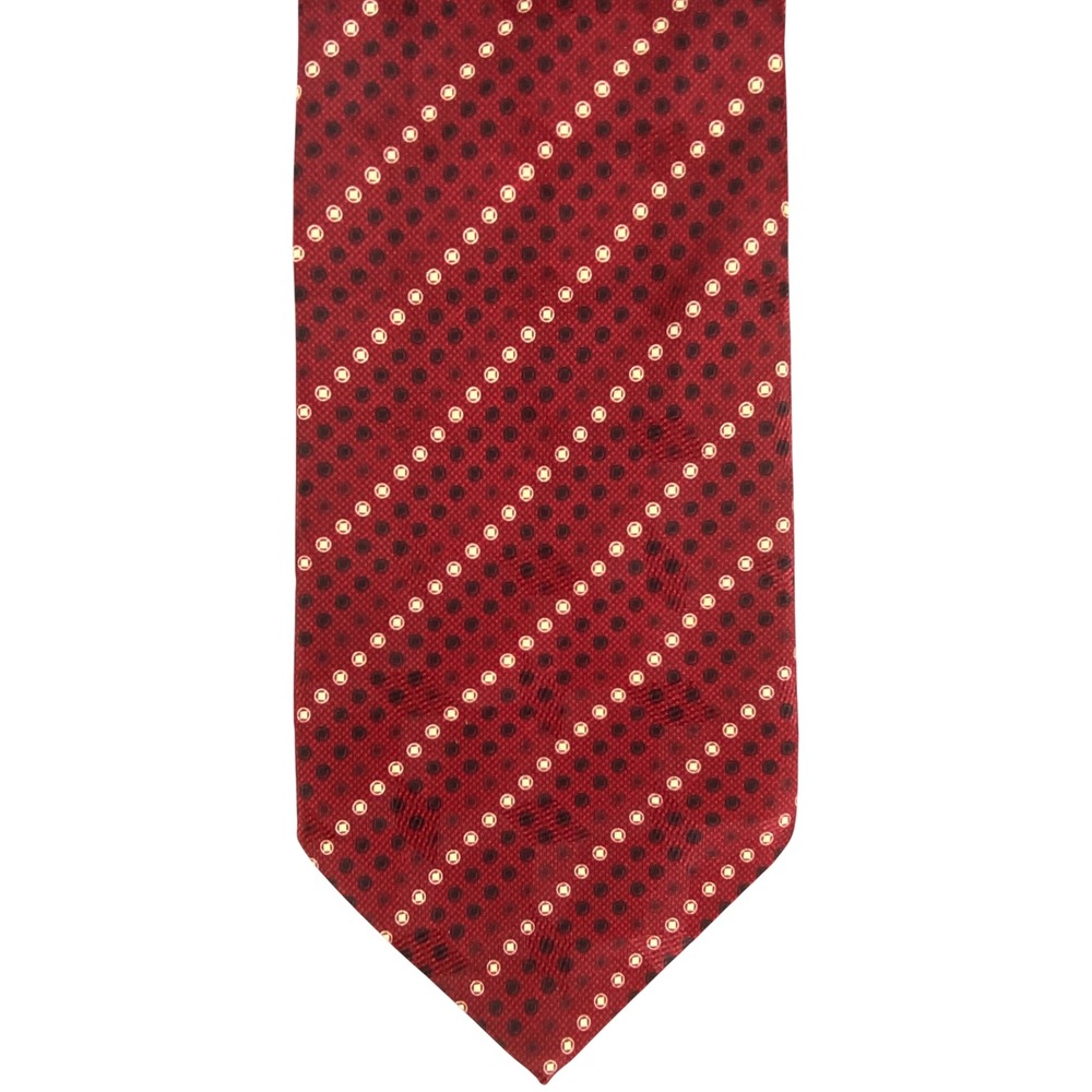 Park Avenue Mens Tie Burgundy Red Geometric Dotted Silk Professional Business